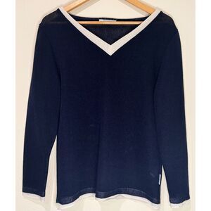 Aqua Addict Navy V-Neck Long Sleeve Pullover Small oversized resort wear nautica